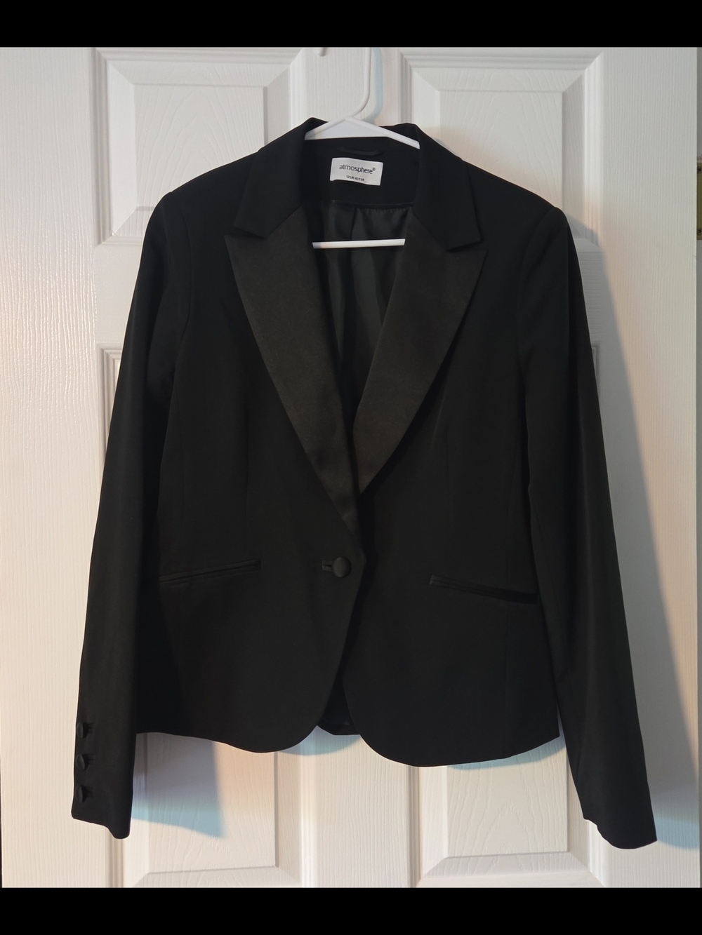 Atmosphere Black Satin-Trim Blazer